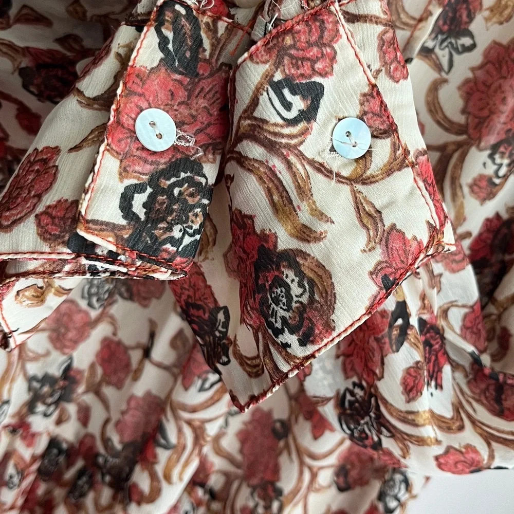 Free People Women’s See It Through Pleated Front Floral Maxi Dress Large NWT - Picture 11 of 16